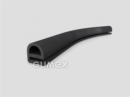 Gumový profil tvaru "e" s dutinkou, 13x12/2mm, 60°ShA, EPDM, -40°C/+100°C, čierny